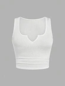 SHEIN Elenzya Two-Pack Plus-Size Solid V-Neck Sleeveless Tops. Minimalist Summer Casual & Back-To-School Style. - Black and White - View 3