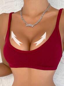 Solid Seamless Bralet - Burgundy - View 3