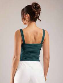 Silquee Women's Solid Color Tank Top For Daily Wear Night Out Dark Teal Summer - Teal Blue - View 2