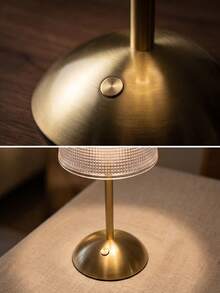 Brass Table Lamp, Textured Glass Shade Small Desk Lamp, Dimmable Warm Night Light, Minimalist Decorative Bedside Lamp For Dining Table Bedroom Living Room Home Decor - multicolor - View 4