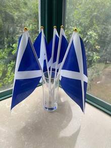 5/15Set UK England Scotland Wales Northern Ireland Colorful Hand Held Flags With 5 Poles 2 Cross Hole Transparent PVC Suction Cups Polyester Fabric For Party Festival Celebration World Cup Euro Outdoor Decoration - A - View 5