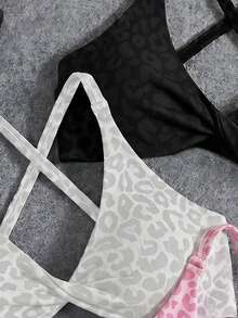Velisys Velisys 3pcs Seamless Athleisure Yoga Sports Bra Twist Design Front Versatile For Sports And Daily Wear Gym Pink Leopard Print - Multicolor - View 5