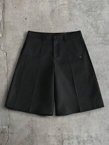 SIGLOCORE Pantalones cortos casuales versátiles con bolsillo de unicolor para hombres - Negro - Ver 4