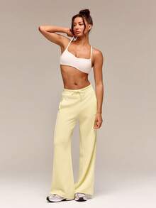 GLOWMODE 31" SoftSerene Modal Glow Easy Relaxed Fit Adjustable Drawstring Lounge Pants With Built-In Underwear Side Pockets Daily Casual Wear - Butter Yellow - View 7