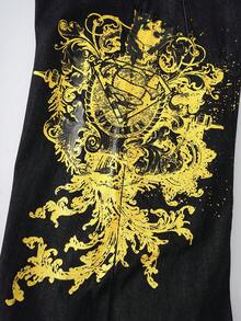 SUPERMAN X SHEIN Men's Vintage Print Casual Loose Fit Jeans - Black - View 5
