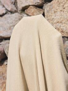 Boho Mama Maternity Vacation Piped Round Neck Batwing Sleeve Casual Dress - Apricot - View 8