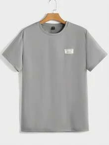 EASEVO Men's Plus Size Letter Print   Short Sleeve T-Shirt And Pants Casual Set - Light Grey - View 5