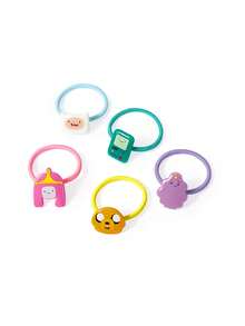 ADVENTURE TIME X SHEIN 10入組可愛卡通糖果色髮圈，女性髮繩，彈性不傷髮橡皮筋，綁髮馬尾造型，綠色、粉色、黃色、白色、紫色 - 彩色 - 查看 4