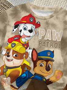 SHEIN | PAW Patrol Young Boy Casual Simple, Loose Comfortable, Classic Cute Cartoon Animation Pattern Print, Cute Puppy Round Neck Short Sleeve T-Shirt And Shorts 2-Piece Set, Suitable For Spring And Summer - Multicolor - View 6
