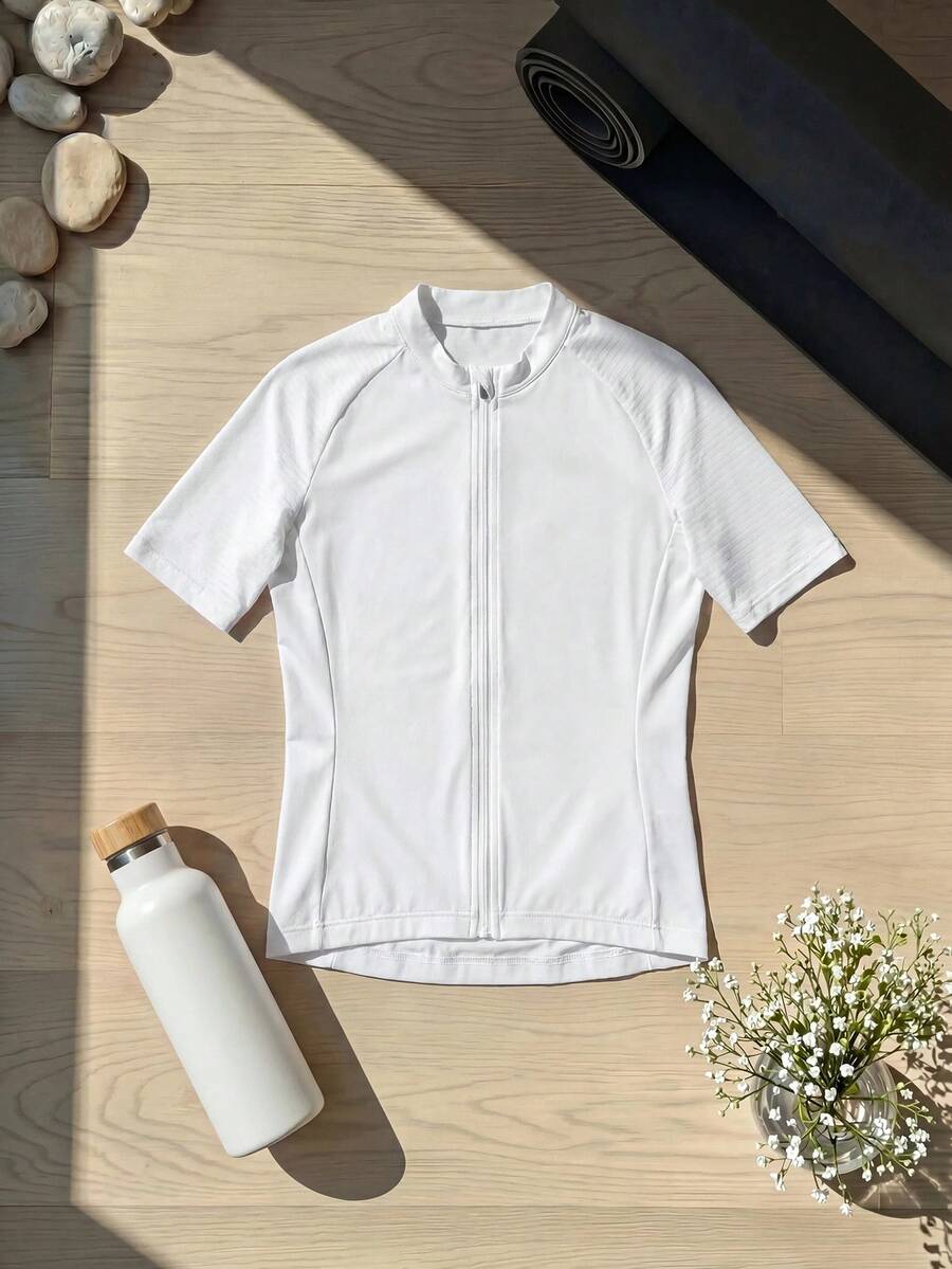 SHEIN Cheerettes 女款素色插肩袖短袖騎行上衣
