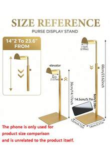 1/2/3 PiecesStainless Steel Handbag Display Stand, Titanium Gold Frosted, Height Adjustable Bag Storage Rack, Suitable For Hanging And Storing Bags, Hats, And Jewelry In Home Bedrooms, Boutiques, And Malls. - Gold - View 7