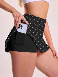 CourtClass CourtClass Women's Fashion Casual Polka Dot Striped Decorative Pocket Sports Short Skort - Multicolor - View 4