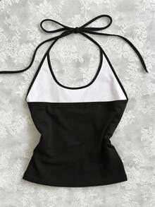 Glimmora Áo quây cổ yếm dáng casual dành cho nữ, đính sequin hình bướm. - màu đen - Xem 2
