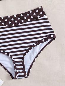 Swim Lushoire 2件組新款夏季多色蝴蝶結後綁帶露肩露背度假休閒派對海灘比基尼泳衣套裝女款泳裝海灘裝 - 彩色 - 查看 5