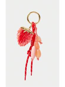 Noxbound Sweet Strawberry Resin Pendant Keychain, Red Rope Woven Beaded Bag Pendant. - Multicolor - View 2