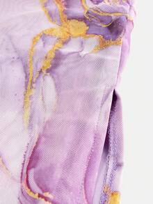 SHEIN 少女修身休闲简约舒适露肩收腰中长连衣裙 - 淡紫色 - 查看 5