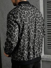 Manfinity CasualCool 男款豹紋長袖拉鍊休閒棒球夾克外套 - 彩色 - 查看 3
