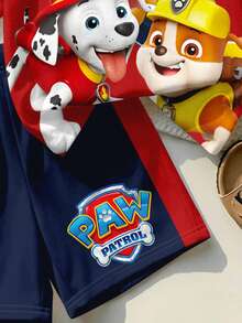 SHEIN | PAW Patrol 小男孩休閒簡約風，寬鬆舒適，經典可愛卡通動畫圖案印花，可愛小狗圓領短袖T恤與短褲2件組，適合春夏季 - 彩色 - 查看 8