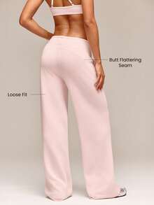 GLOWMODE 31" SoftSerene Modal Glow Easy Relaxed Fit Adjustable Drawstring Lounge Pants With Built-In Underwear Side Pockets Daily Casual Wear - Pink - View 3