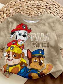 SHEIN | PAW Patrol 男嬰休閒簡約款 柔軟舒適 紮染經典可愛卡通動畫圖案印花 萌寵小狗圓領短袖T恤與短褲2件組，適合春夏季 - 彩色 - 查看 3