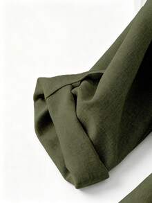 Elenzga Plus Size Women Casual Fashion Lapel Pocket Cuff Hem Thin Blazer Jacket Fall - Army Green - View 3