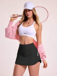 CourtClass CourtClass Women's Fashion Casual Polka Dot Striped Decorative Pocket Sports Short Skort - Multicolor - View 7