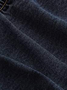 Selenza Blusa de mezclilla con botones delanteros y espalda descubierta para tallas grandes - Azul lavado oscuro - Ver 5