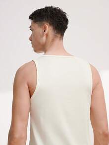 Driftmere Men's Letter Graphic Round Neck Casual Versatile Tank Top Gym - Apricot - View 5
