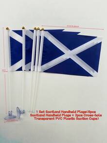 5/15Set UK England Scotland Wales Northern Ireland Colorful Hand Held Flags With 5 Poles 2 Cross Hole Transparent PVC Suction Cups Polyester Fabric For Party Festival Celebration World Cup Euro Outdoor Decoration - A - View 12