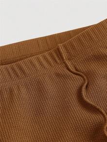 SHEIN MOD Black Versatile Split Structure High-Waist Slim Fit Plus Size Flare Long Pants - Camel - View 4