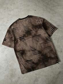 ROMWE MEN Camiseta de manga corta holgada con efecto desgastado y lavado para hombre, primavera/verano - Multicolor - Ver 3