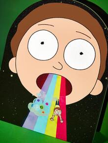 Rick and Morty X SHEIN 1 個科幻卡通男孩主題壓克力桌面收納架，多功能收納盒可用於化妝刷、筆、化妝品和日常用品，適合卡通迷的梳妝台收納架 - 彩色 - 查看 3