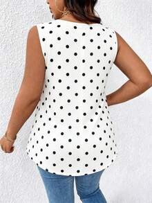 EMERY ROSE Plus Size Casual Plain Polka Dot Pattern Versatile Tank Top - Multicolor - View 2