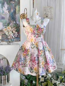 SHEIN MOD 大尺碼女款花卉印花百褶休閒派對洋裝 - 彩色 - 查看 9