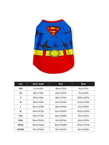 SUPERMAN X SHEIN 1 Buah Rompi Hewan Peliharaan Bermotif Kartun, Pakaian Kucing, Pakaian Anjing, Ukuran XXS-XXXXL, Ekstra Kecil, Ekstra Besar, Abs, Keren. - Merah + biru safir - View 6