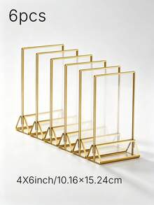 6-Piece Acrylic Display Stand, 5x7 Inches, Double-Sided Gold Frame, Gold Upright Table Number Holder, For Wedding, Office, Restaurant, And Party Table Sign And Menu Display - T-gold - View 18