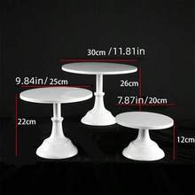 1/3pcs Metal Cake Stand - 8/10/12 Inch White Dessert Display Rack, Suitable For Wedding Birthday Party Decoration, Cake Decorating Supplies, Dessert Table Decor, Cake Tray, Pastry Rack, Treat Stand, Tall White Iron Dessert Table Display Rack, - Multicolor - View 16