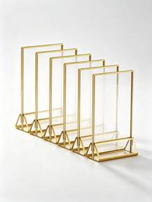 6-Piece Acrylic Display Stand, 5x7 Inches, Double-Sided Gold Frame, Gold Upright Table Number Holder, For Wedding, Office, Restaurant, And Party Table Sign And Menu Display - T-gold - View 11