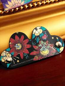 Frida Kahlo X SHEIN 2pcs PU Leather Cable Organizer Bag With Logo, For Organizing Power Cords, Data Cables, Headphones, Etc., With Metal Buckle For Easy Use, Suitable For Students For School, Mexican Style, Art Floral, Artist, Frida - Multicolor - View 4