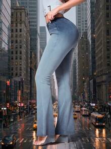 Denimoi Celana Jeans Low Rise dengan Potongan Bokong Ketat, Jeans Seksi, Jeans Statement, Pakaian Konser, Pakaian Renang, Pakaian Klub, Musim Panas Pastel - Light Wash - View 1