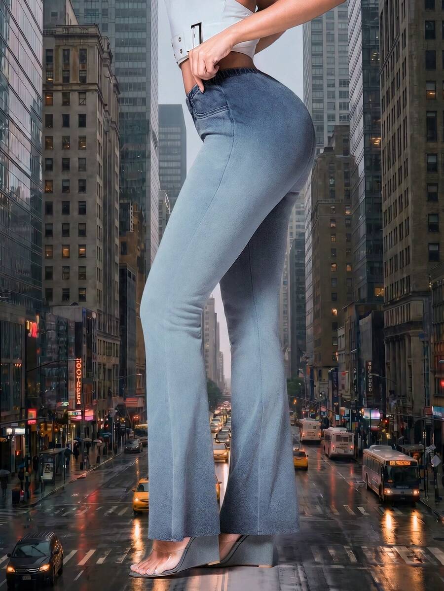 Denimoi Celana Jeans Low Rise dengan Potongan Bokong Ketat, Jeans Seksi, Jeans Statement, Pakaian Konser, Pakaian Renang, Pakaian Klub, Musim Panas Pastel - Light Wash - View 1