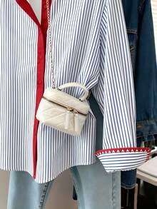 Resyla Camisa a rayas casual para ir al trabajo talla grande - Multicolor - Ver 4