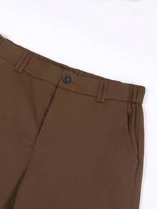 Manfinity Homme Men's Casual Solid Color Shorts For Summer - Coffee Brown - View 4