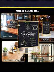 6-Piece Acrylic Display Stand, 5x7 Inches, Double-Sided Gold Frame, Gold Upright Table Number Holder, For Wedding, Office, Restaurant, And Party Table Sign And Menu Display - T-gold - View 5