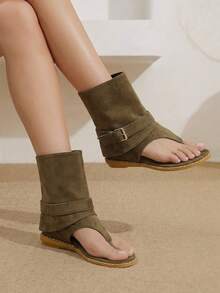 Styleloop Women's Wedge Heel Platform Sandals, Bohemian, Beach Vacation, Western Wind, Summer Wear, Travel Essentials - Khaki - View 2