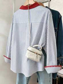 Resyla Camisa a rayas casual para ir al trabajo talla grande - Multicolor - Ver 2