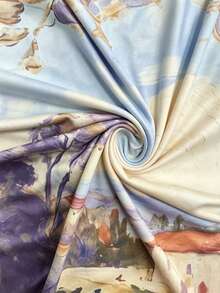 Lalippa Kaos Wanita Lengan Pendek Longgar dengan Motif Lukisan Minyak Gaya Digital Print - MultiWarna - View 3