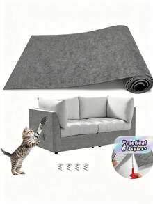 Cat Scratch Sofa Furniture Protection Cover, Furniture Sticky Cat Scratch Deterrent Mat, Cat Climbing Wall Carpet Anti-Scratch Sofa Indoor Cat Claw Protector - Light Grey - View 1