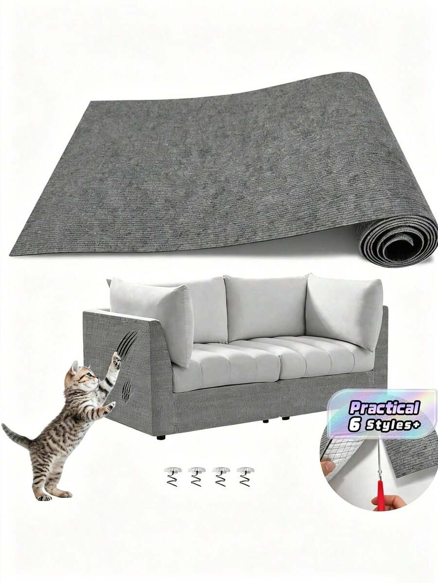 Cat Scratch Sofa Furniture Protection Cover, Furniture Sticky Cat Scratch Deterrent Mat, Cat Climbing Wall Carpet Anti-Scratch Sofa Indoor Cat Claw Protector - Light Grey - View 1