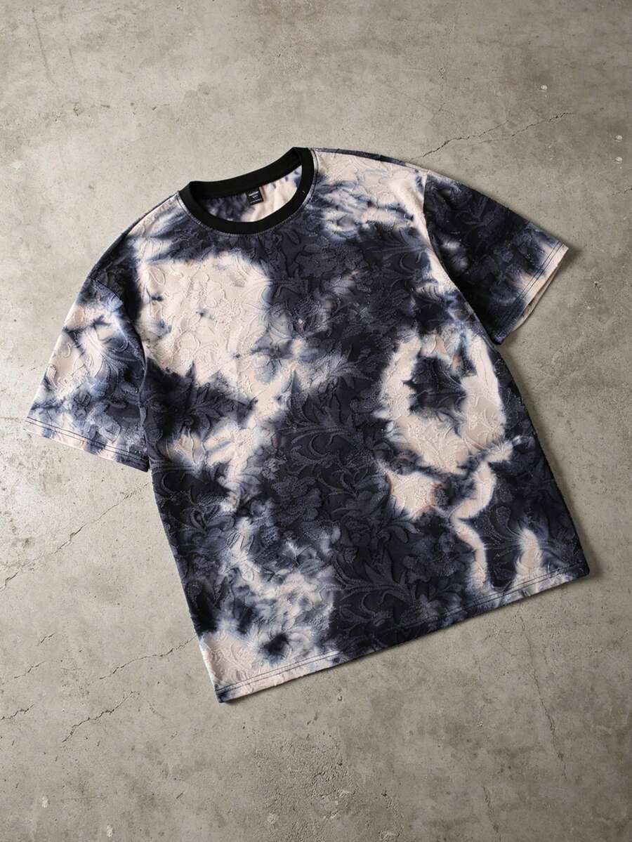 ROMWE MEN Men's Washed Vintage Distressed Short Sleeve T-Shirt - Multicolor - View 1